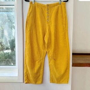 NWT We The Free Osaka Barrel Cord Jeans Mid Rise Pants Cropped Gold Yellow 27